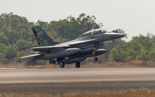 An F-16 Fighting Falcon flown by the Royal Thai Air Force taking off during Ex Pitch Black 2026 (Picture: Royal Australian Air Force)