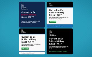 One page, Armed Forces Hearing Help, has launched multiple campaigns which all illegitimately use the MOD logo