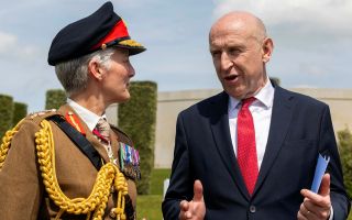 John Healey chats to the Vice-Chief of the Defence Staff, General Dame Sharon Nesmith, during his time as Defence Secretary (Picture: MOD)