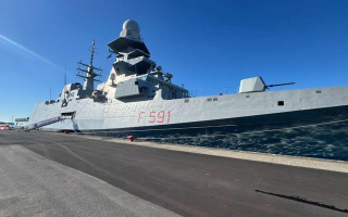 The Italian navy guided missile frigate Virginio Fasan is one of the vessels taking part, showcasing the multinational nature of the exercise