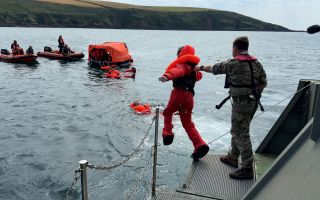 RAF aviators go through DSTO survival training drills at sea (Picture: BFBS)