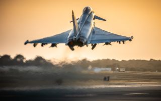 An RAF Typhoon takes off on an evening sortie during Operation Shader (Picture: MOD)