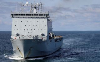 RFA Mounts Bay with embarked Royal Marines 100922 CREDIT MOD