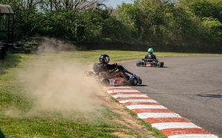 V2 UK Armed Forces Karting round 1 in 2025 Army kart kicks up dust at Llandow Credit ednusseyphoto on Instagram Date 12042025.jpg